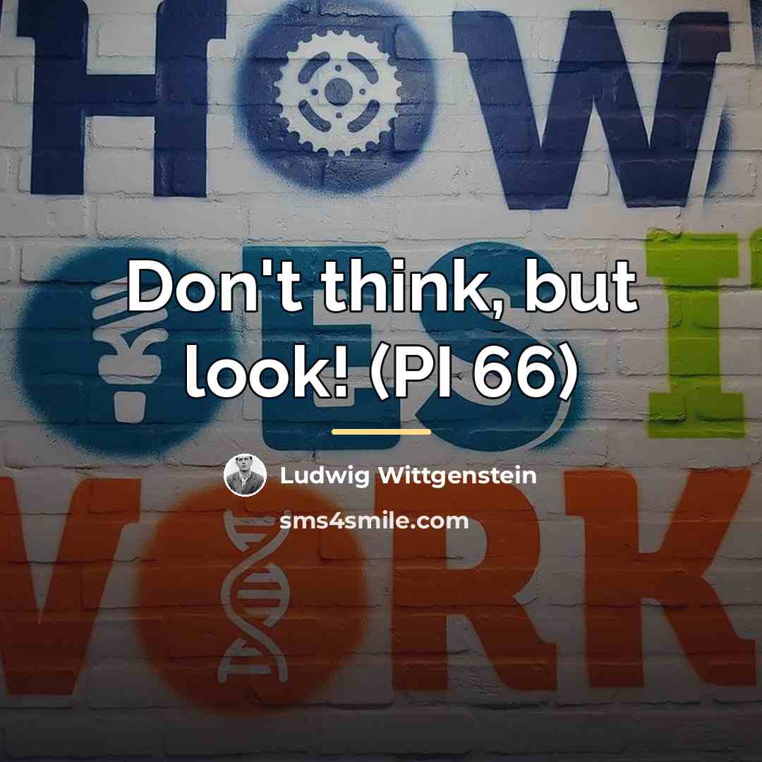 “Don't think, but look! (PI 66)…” quote by Ludwig Wittgenstein