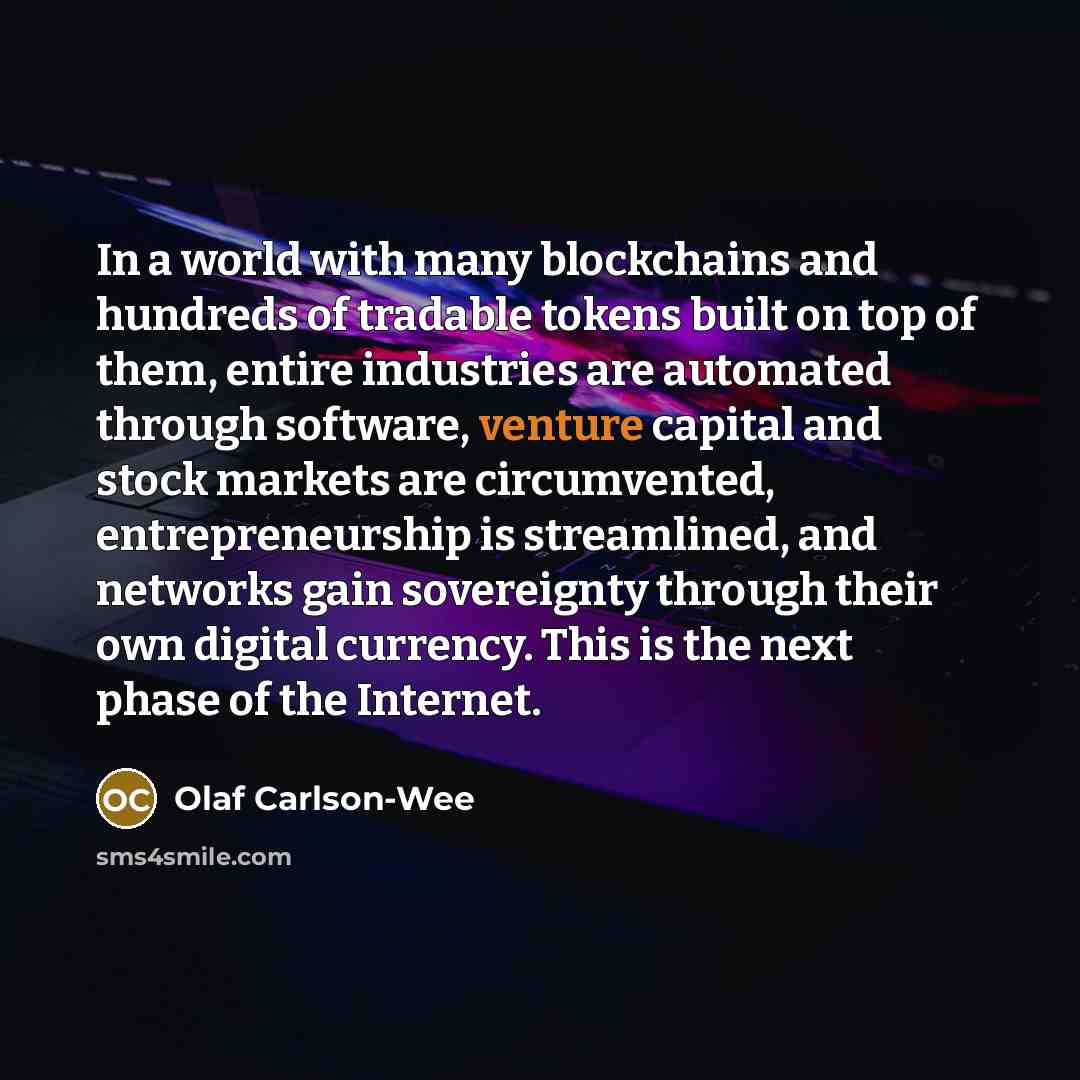 “In a world with many blockchains and hundreds of tradable…” quote by Olaf Carlson-Wee