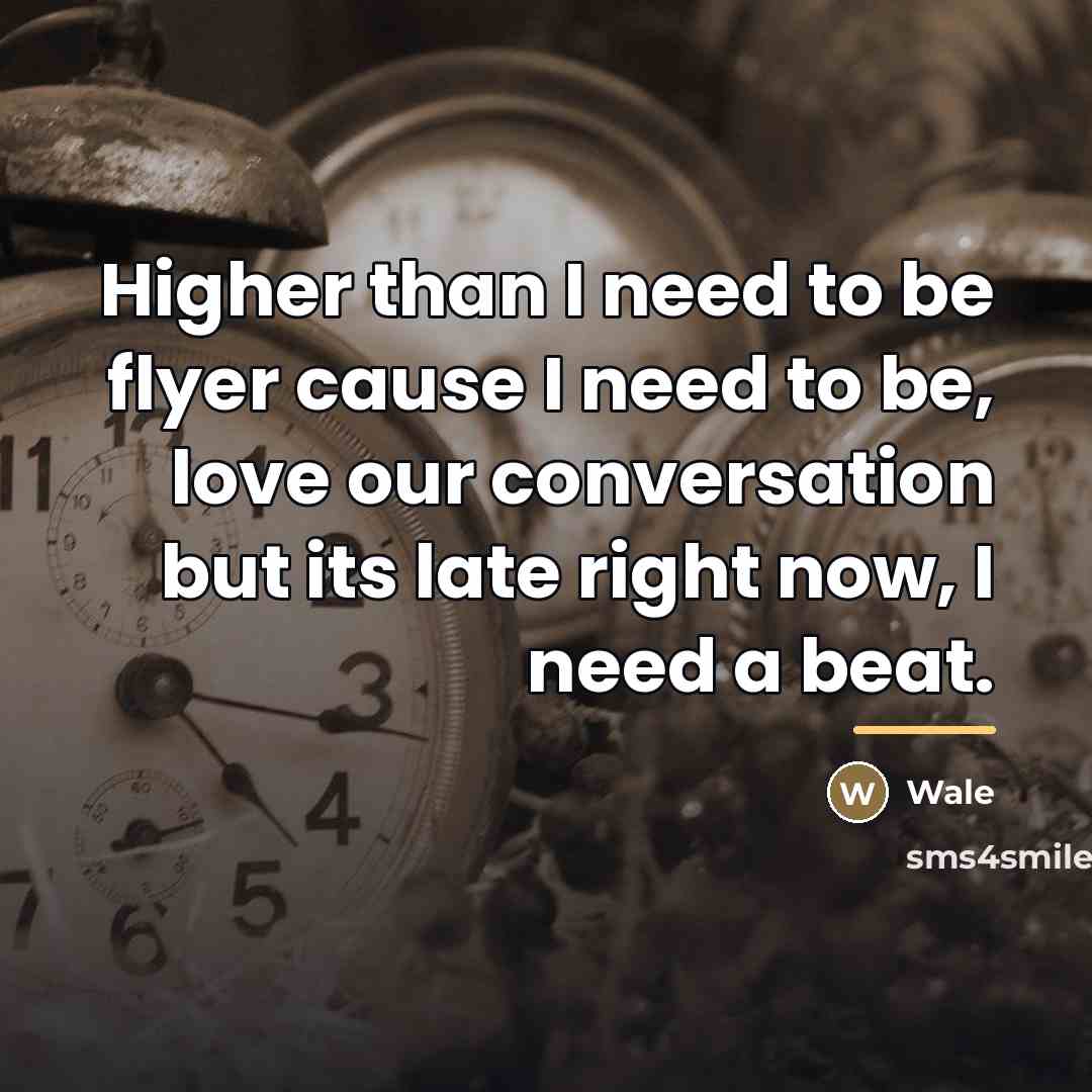 “Higher than I need to be flyer cause I need…” quote by Wale