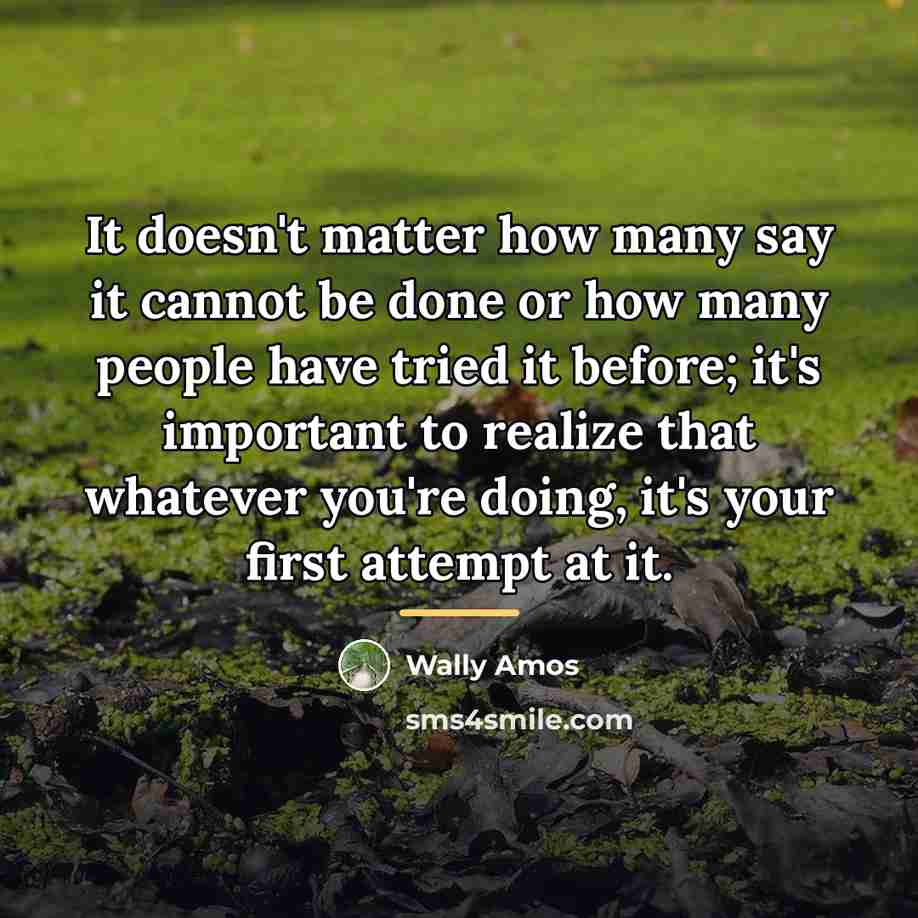 “It doesn't matter how many say it cannot be done…” quote by Wally Amos