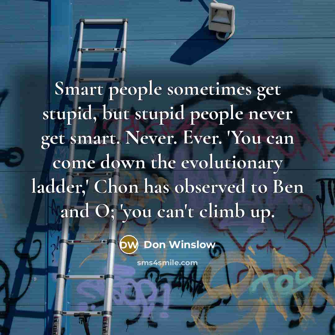 “Smart people sometimes get stupid, but stupid people never get…” quote by Don Winslow