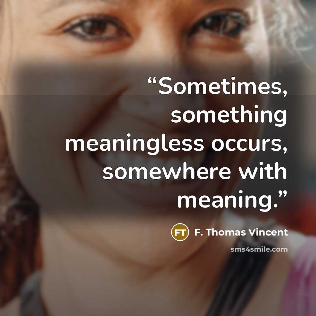 “Sometimes, something meaningless occurs, somewhere with meaning.” quote by F. Thomas Vincent