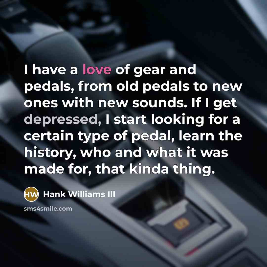 “I have a love of gear and pedals, from old…” quote by Hank Williams III