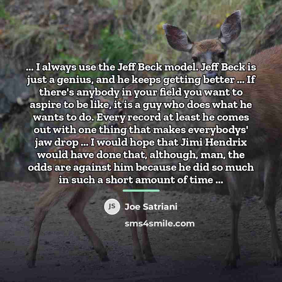 “... I always use the Jeff Beck model. Jeff Beck…” quote by Joe Satriani