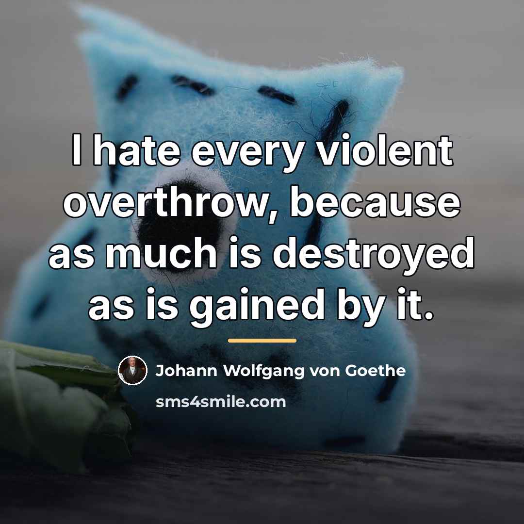 “I hate every violent overthrow, because as much is destroyed…” quote by Johann Wolfgang von Goethe