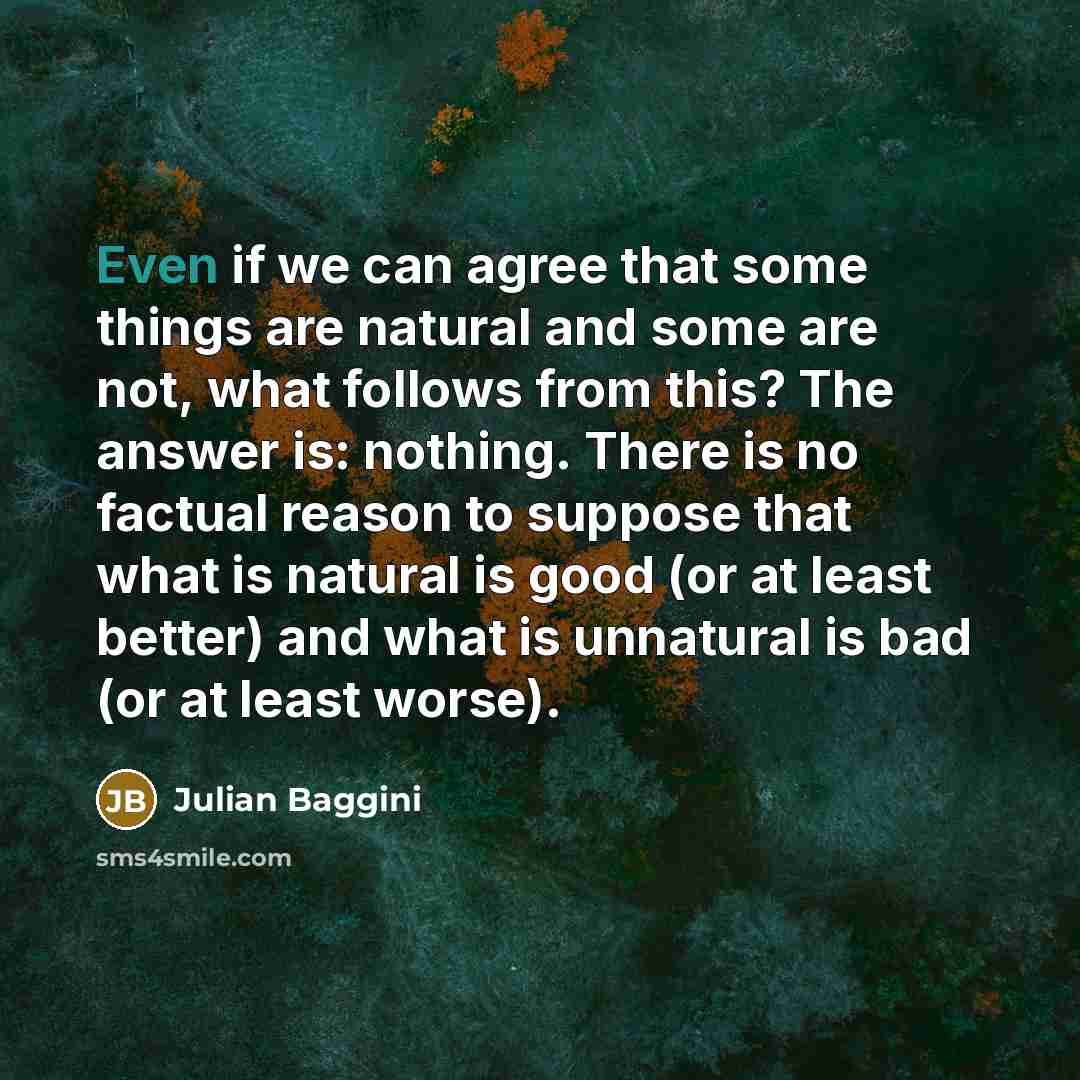 “Even if we can agree that some things are natural…” quote by Julian Baggini