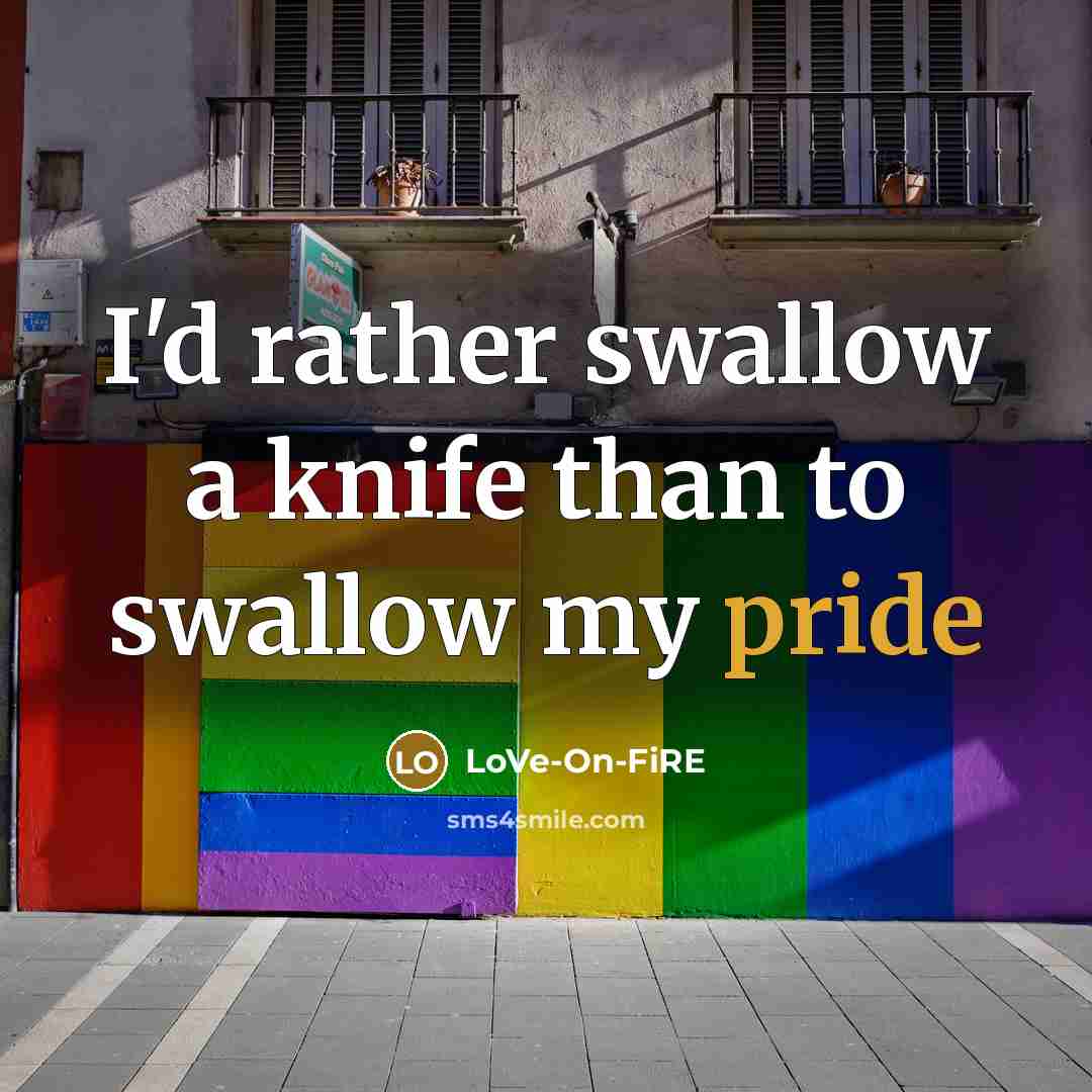 “I'd rather swallow a knife than to swallow my pride” quote by LoVe-On-FiRE