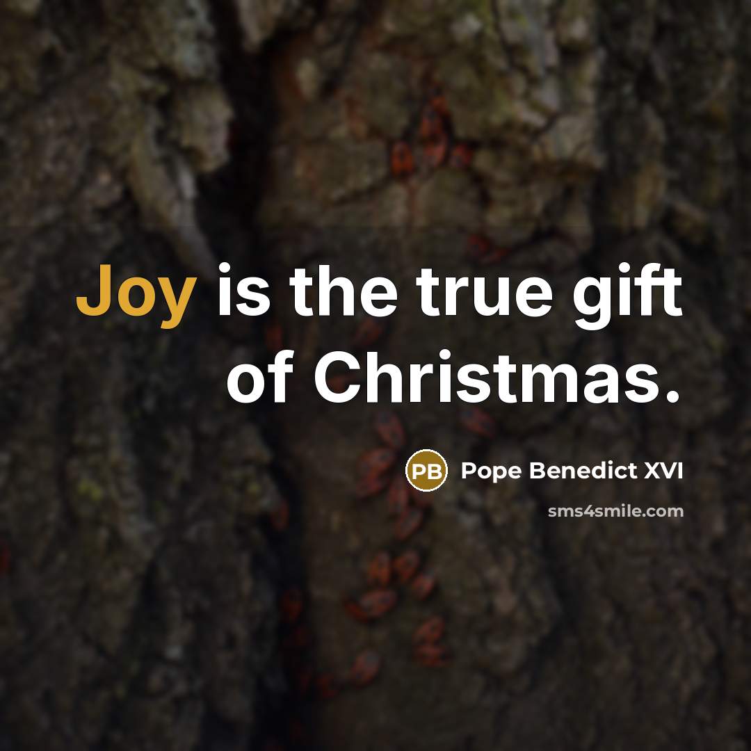 “Joy is the true gift of Christmas.…” quote by Pope Benedict XVI