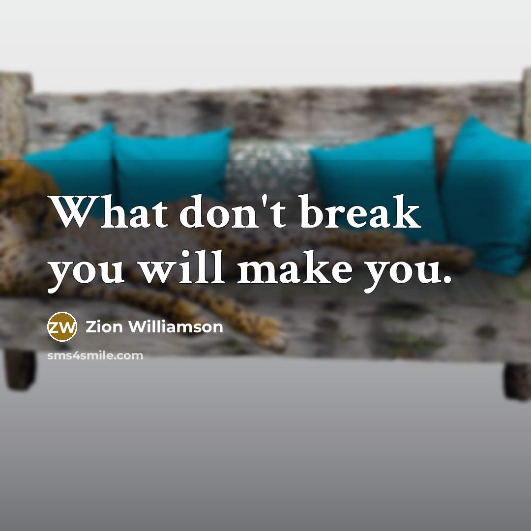“What don't break you will make you.…” quote by Zion Williamson