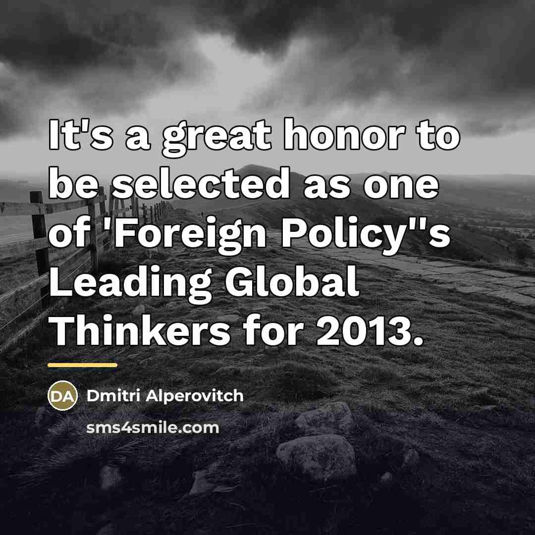 “It's a great honor to be selected as one of…” quote by Dmitri Alperovitch
