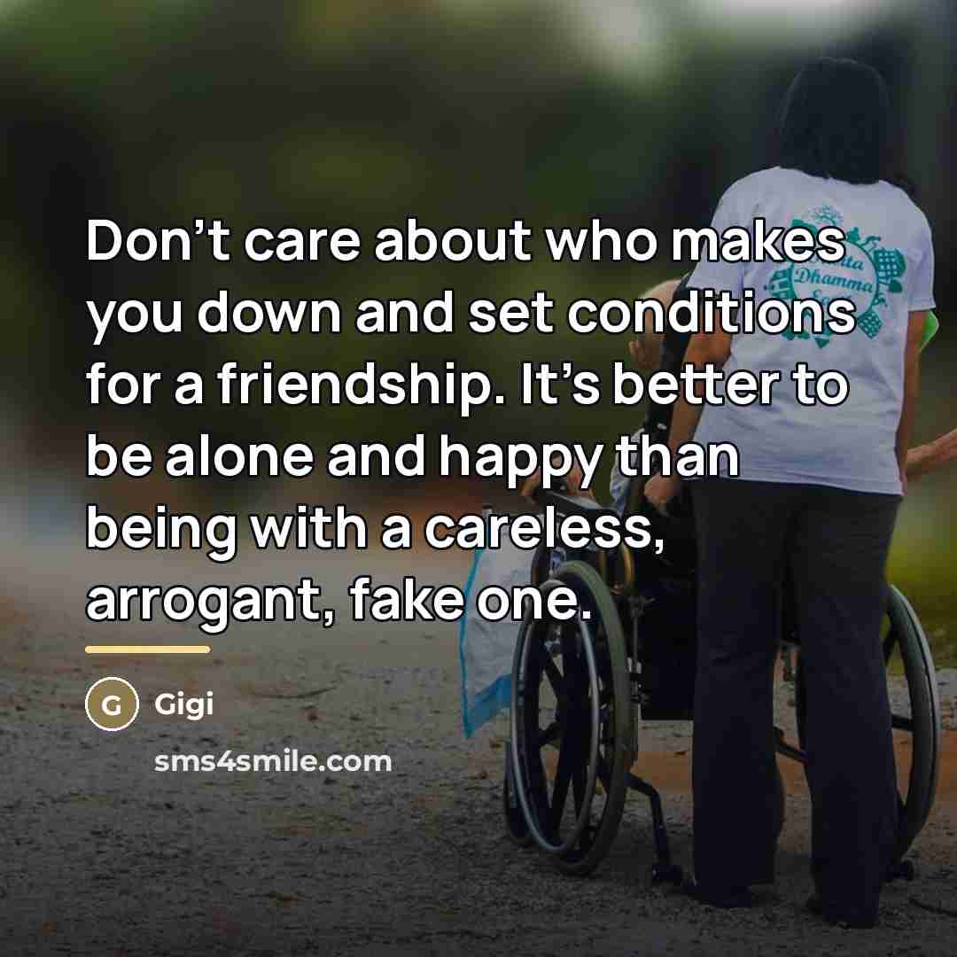 “Don't care about who makes you down and set conditions…” quote by Gigi