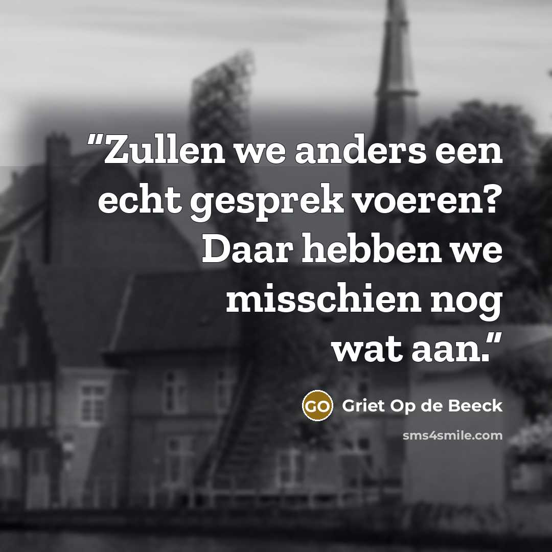 “Zullen we anders een echt gesprek voeren? Daar hebben we misschien nog wat aan.” quote by Griet Op de Beeck