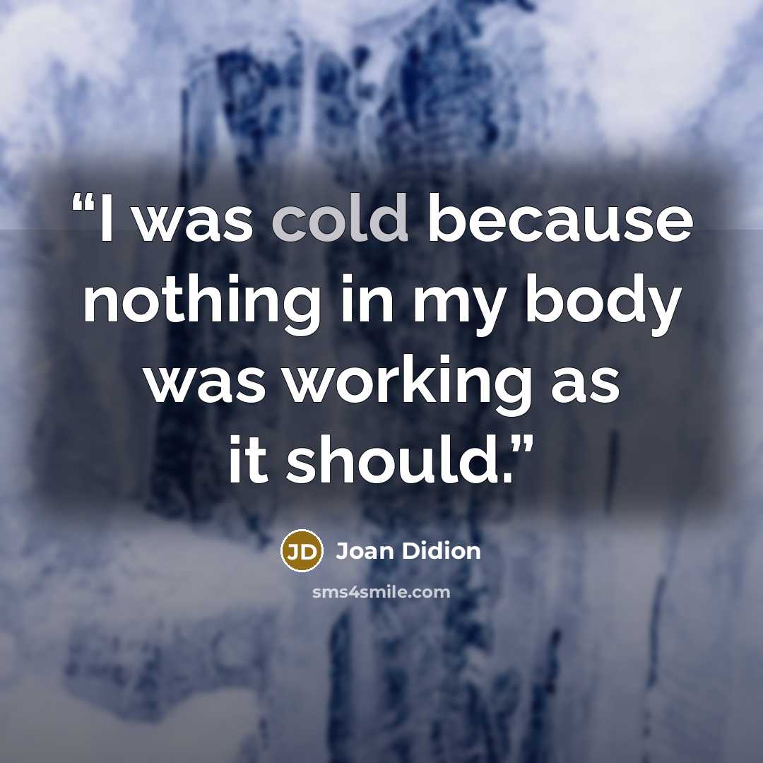 “I was cold because nothing in my body was working as it should.” quote by Joan Didion
