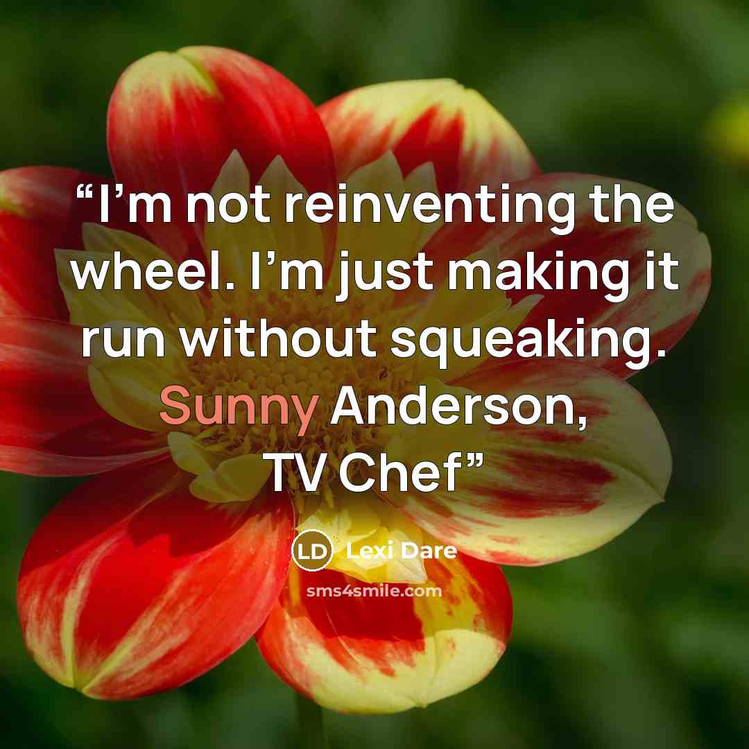 “I’m not reinventing the wheel. I’m just making it run without squeaking. Sunny Anderson, TV Chef” quote by Lexi Dare