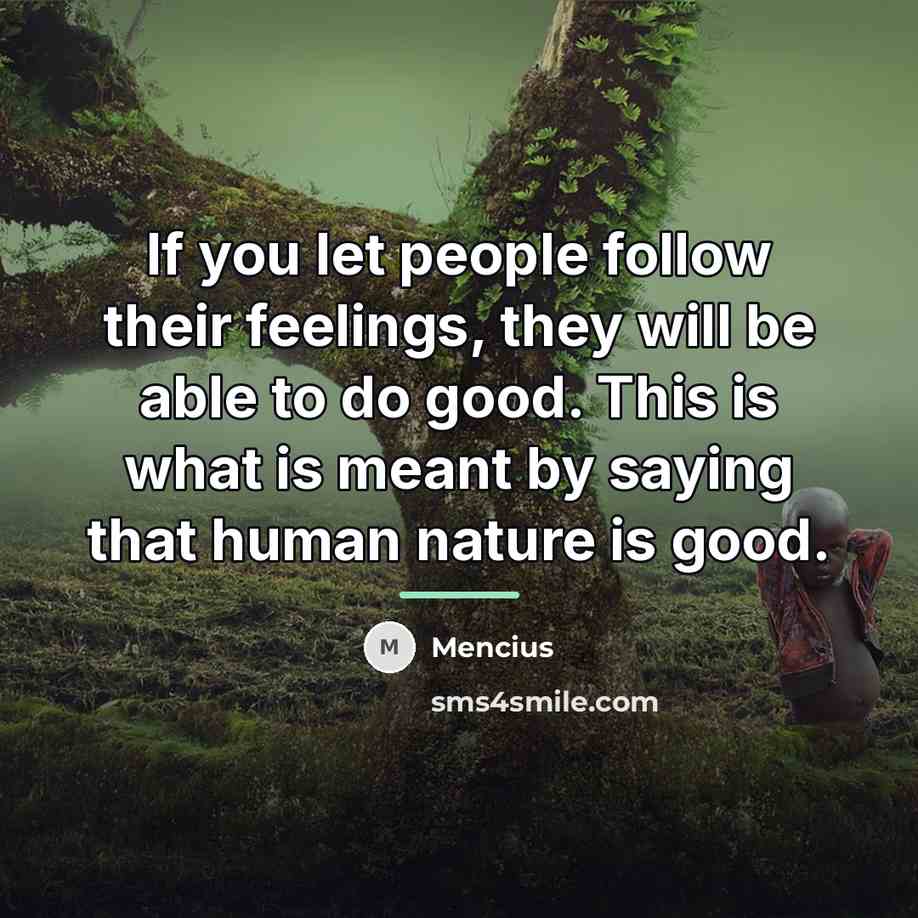 “If you let people follow their feelings, they will be…” quote by Mencius