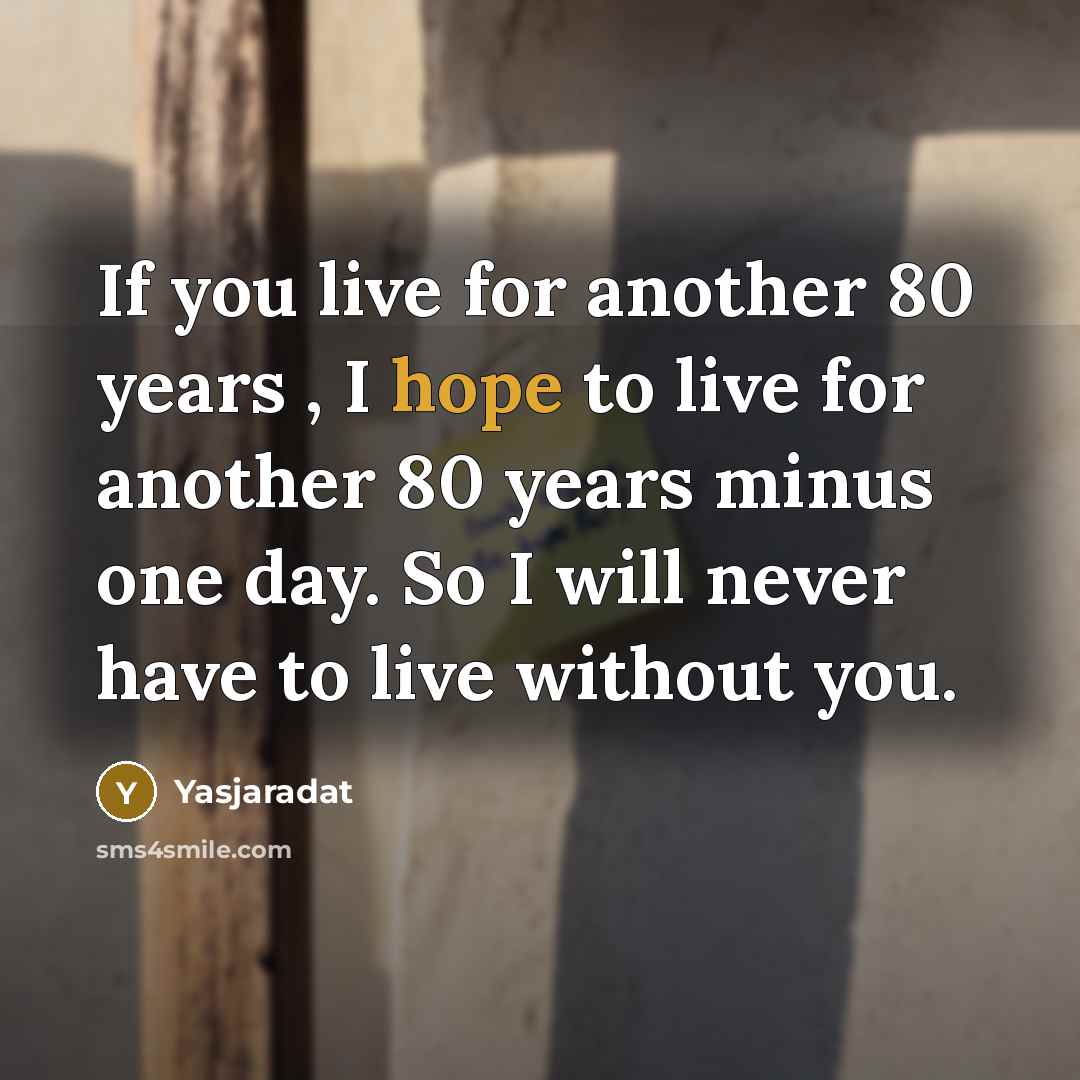 “If you live for another 80 years , I hope…” quote by Yasjaradat