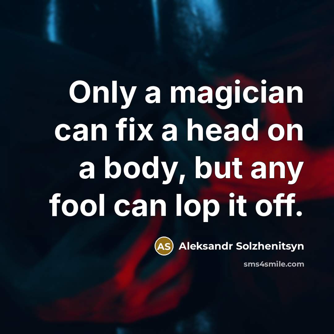 “Only a magician can fix a head on a body,…” quote by Aleksandr Solzhenitsyn