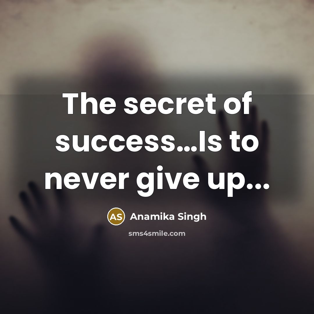 “The secret of success.......Is to never give up...…” quote by Anamika Singh