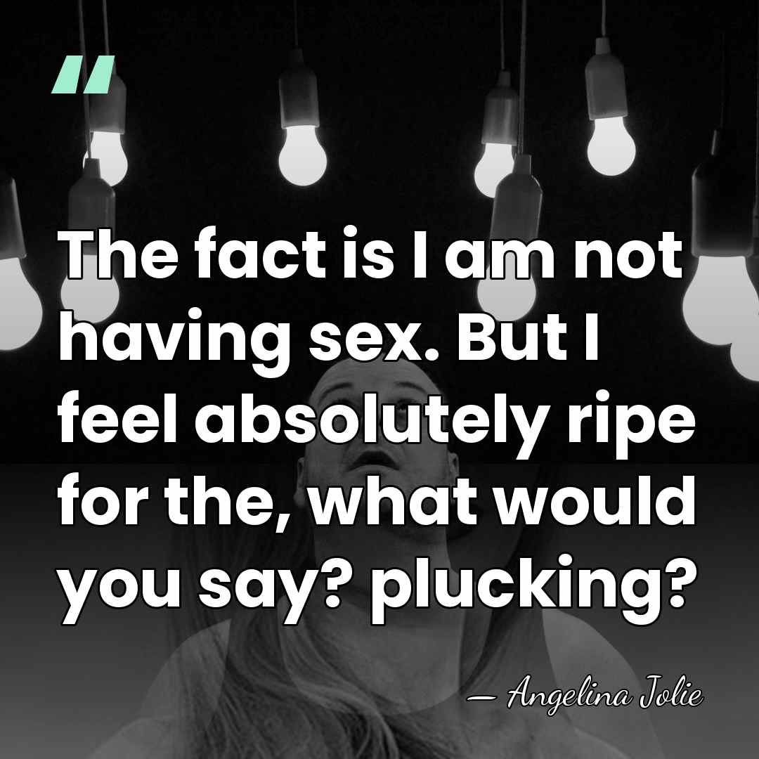 The fact is I am not having sex. But I feel absolutely&hellip; - Angelina Jolie