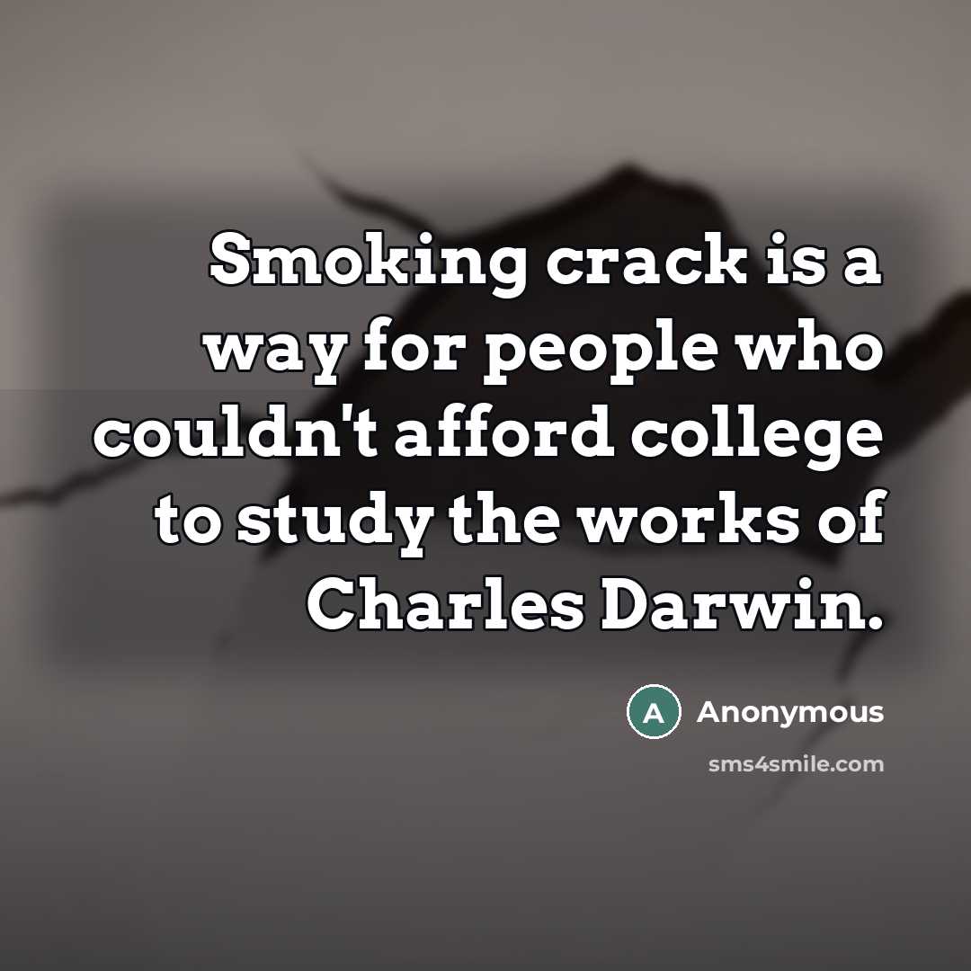 “Smoking crack is a way for people who couldn't afford…” quote by Anonymous