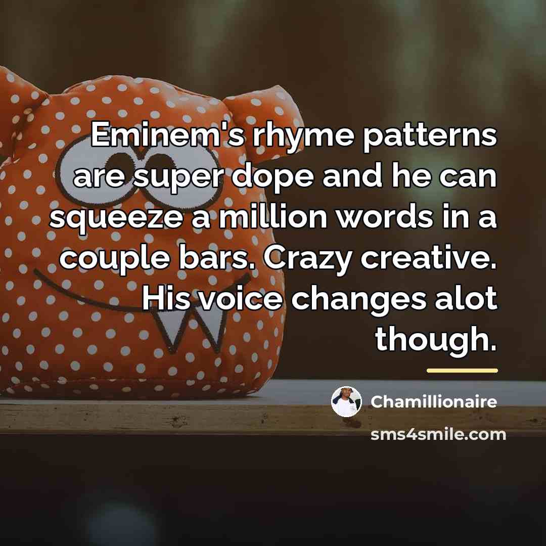 “Eminem's rhyme patterns are super dope and he can squeeze…” quote by Chamillionaire
