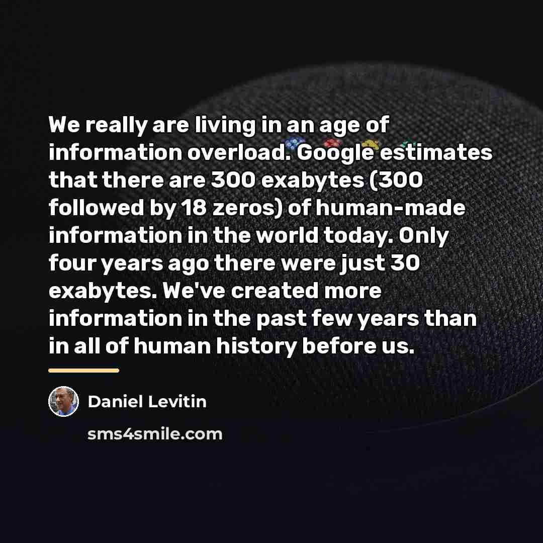 “We really are living in an age of information overload.…” quote by Daniel Levitin