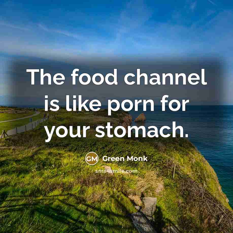 “The food channel is like porn for your stomach.…” quote by Green Monk