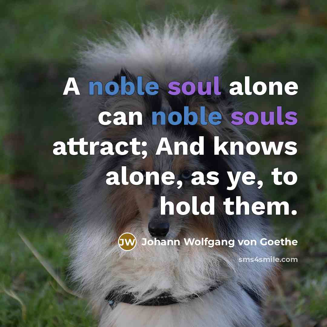 “A noble soul alone can noble souls attract; And knows alone, as ye, to hold them.” quote by Johann Wolfgang von Goethe