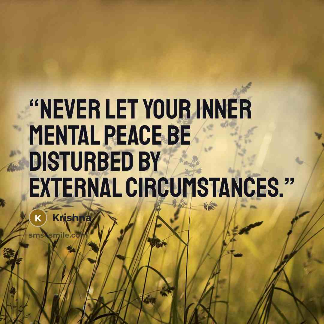 “Never Let Your Inner Mental Peace Be Disturbed By External Circumstances.” quote by Krishna
