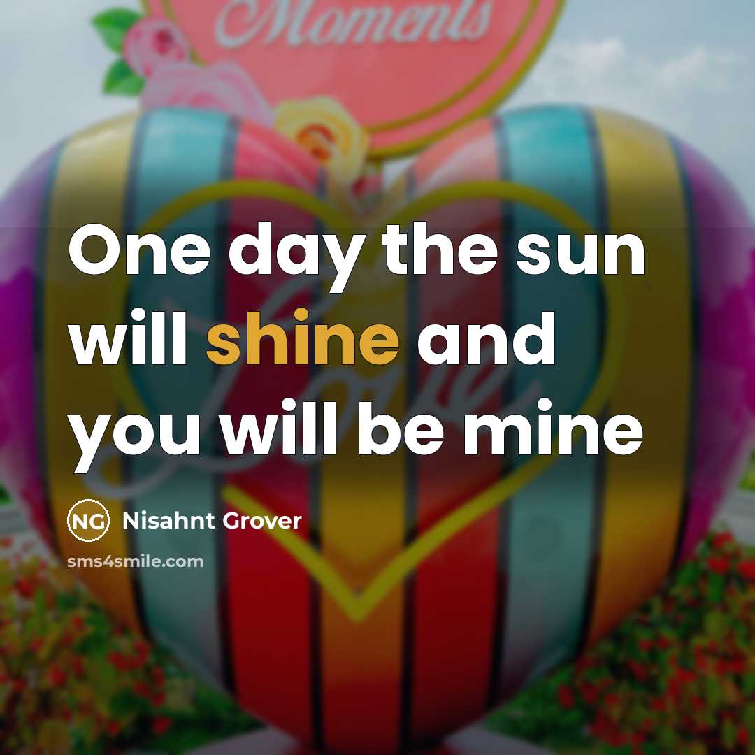 “One day the sun will shine and you will be mine” quote by Nisahnt Grover