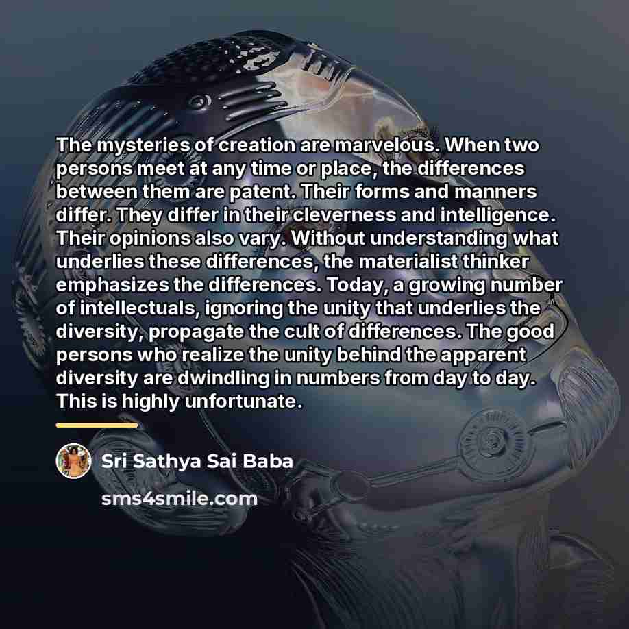 “The mysteries of creation are marvelous. When two persons meet…” quote by Sri Sathya Sai Baba