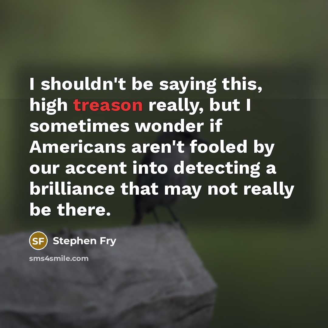 “I shouldn't be saying this, high treason really, but I…” quote by Stephen Fry