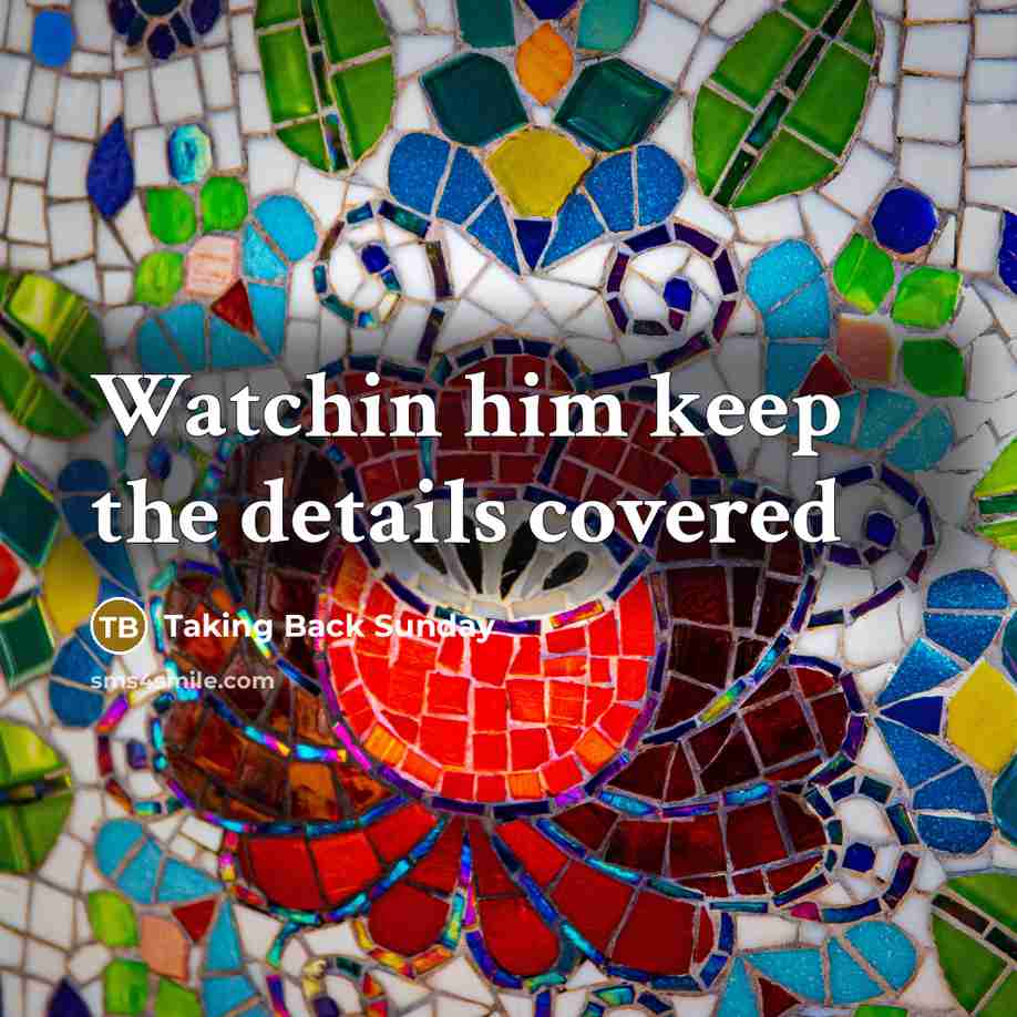 “Watchin him keep the details covered…” quote by Taking Back Sunday