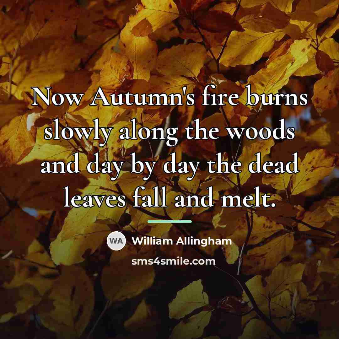 “Now Autumn's fire burns slowly along the woods and day…” quote by William Allingham