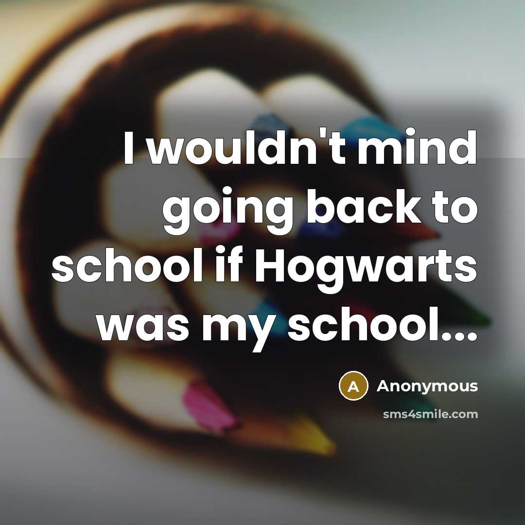 “I wouldn't mind going back to school if Hogwarts was my school...” quote by Anonymous