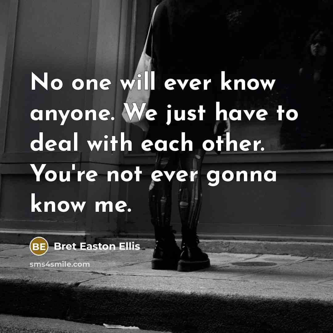 “No one will ever know anyone. We just have to…” quote by Bret Easton Ellis