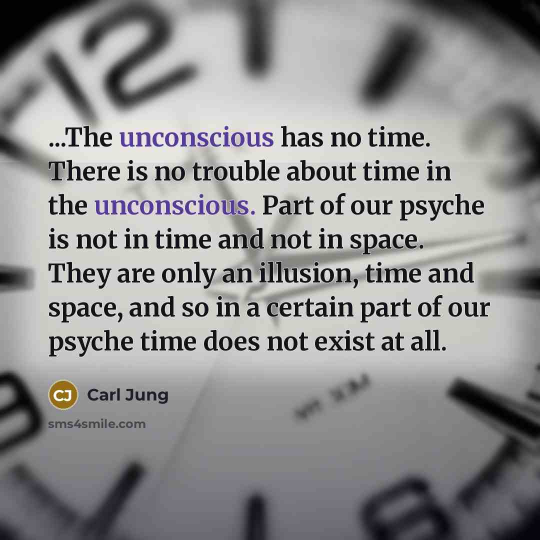 “...The unconscious has no time. There is no trouble about…” quote by Carl Jung