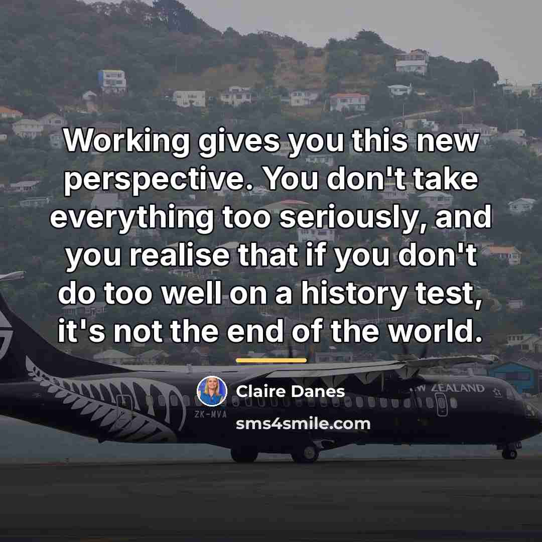 “Working gives you this new perspective. You don't take everything…” quote by Claire Danes