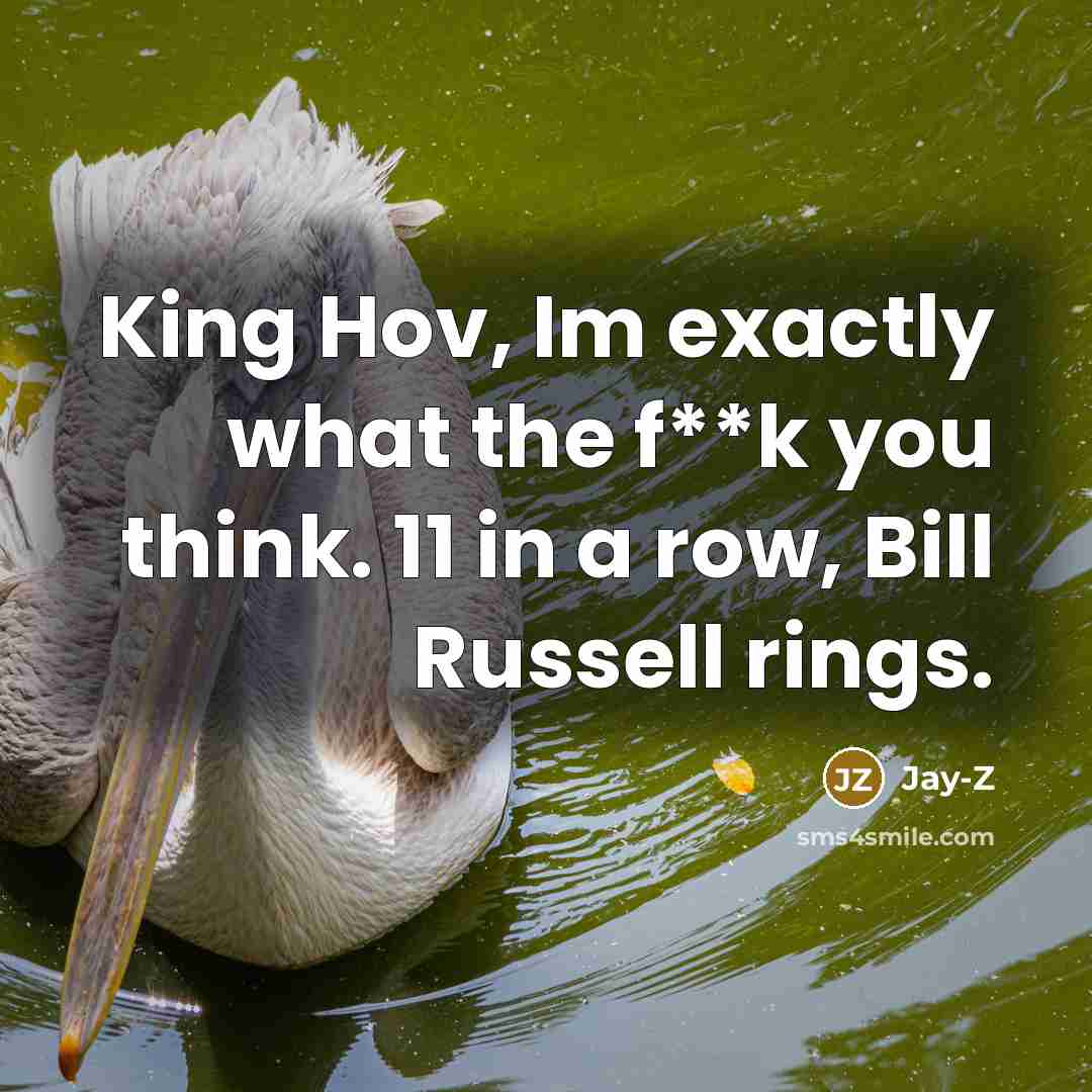 “King Hov, Im exactly what the f**k you think. 11 in a row, Bill Russell rings.” quote by Jay-Z