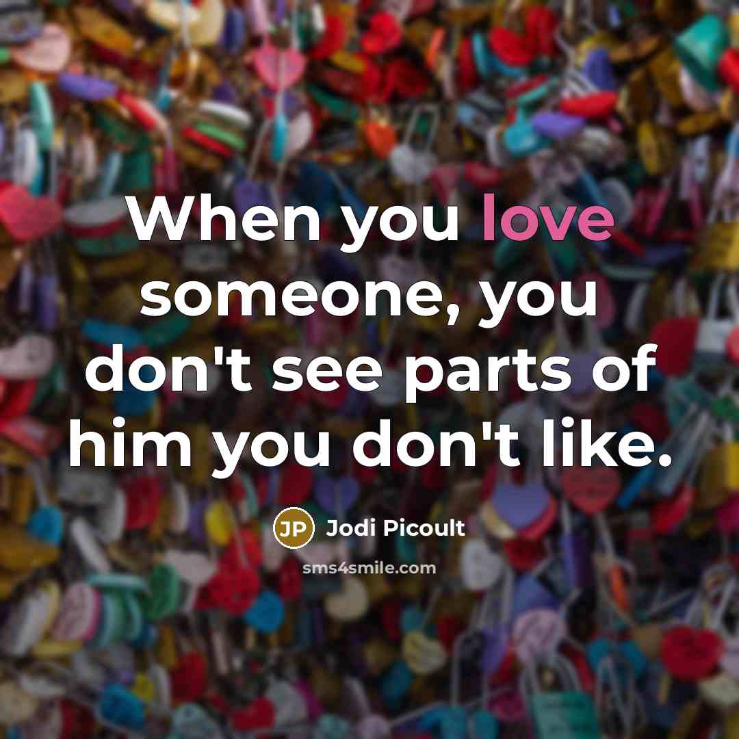 “When you love someone, you don't see parts of him…” quote by Jodi Picoult