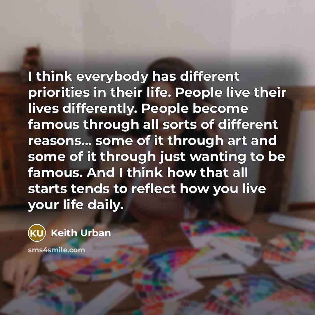 “I think everybody has different priorities in their life. People…” quote by Keith Urban