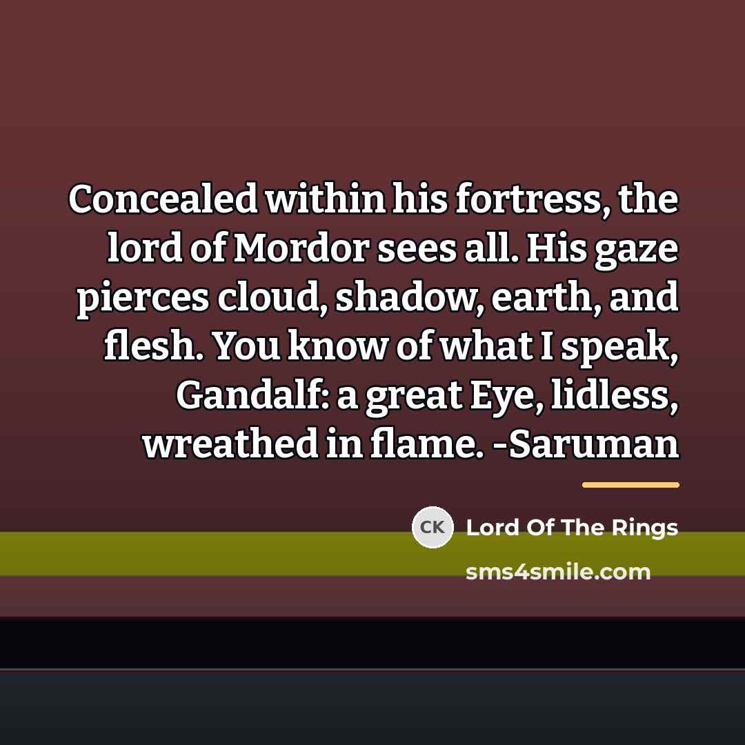 “Concealed within his fortress, the lord of Mordor sees all.…” quote by Lord Of The Rings