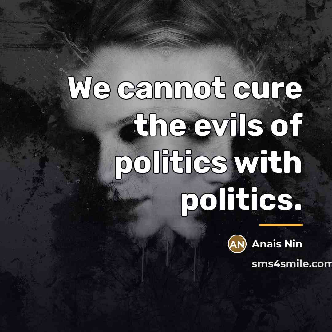“We cannot cure the evils of politics with politics.…” quote by Anais Nin
