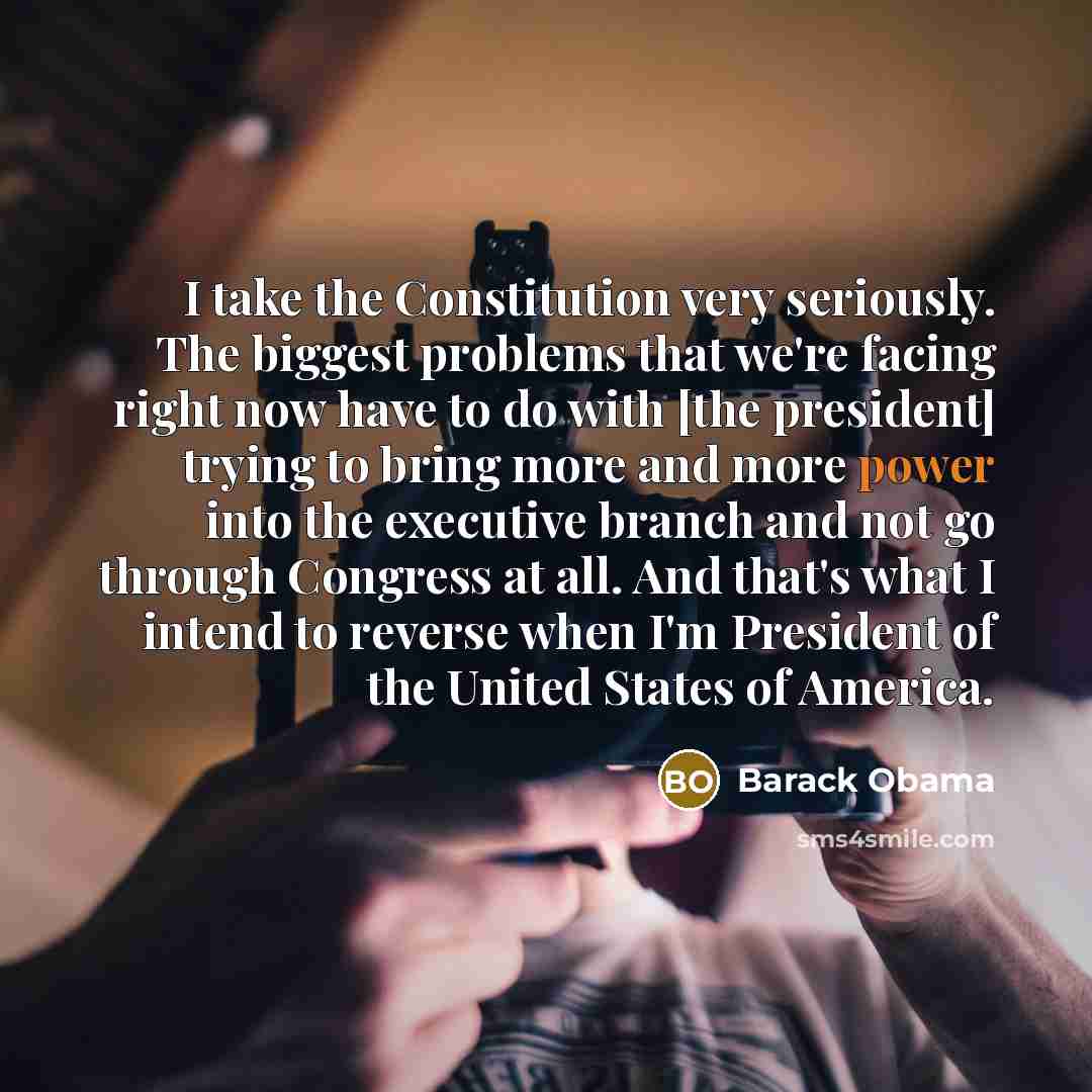 “I take the Constitution very seriously. The biggest problems that…” quote by Barack Obama