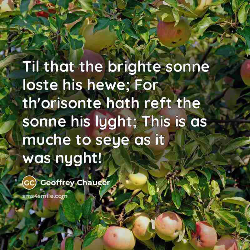 “Til that the brighte sonne loste his hewe; For th'orisonte…” quote by Geoffrey Chaucer
