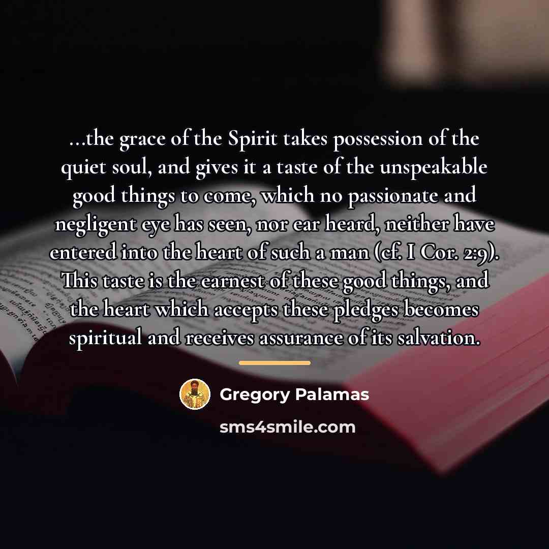 “...the grace of the Spirit takes possession of the quiet…” quote by Gregory Palamas