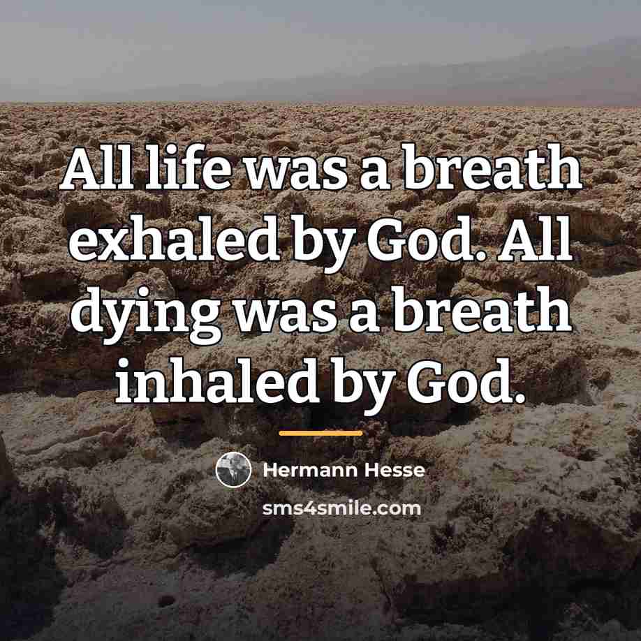 “All life was a breath exhaled by God. All dying…” quote by Hermann Hesse