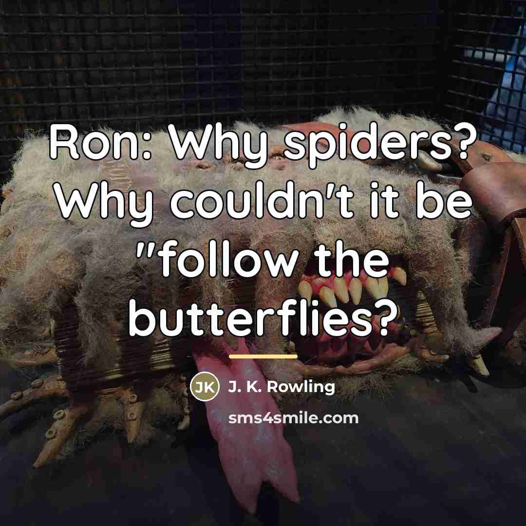 “Ron: Why spiders? Why couldn't it be "follow the butterflies?…” quote by J. K. Rowling