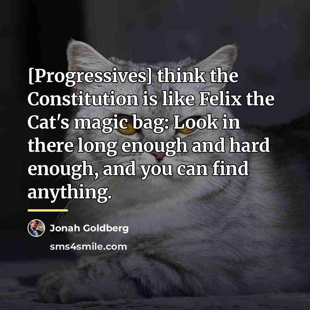 “[Progressives] think the Constitution is like Felix the Cat's magic…” quote by Jonah Goldberg