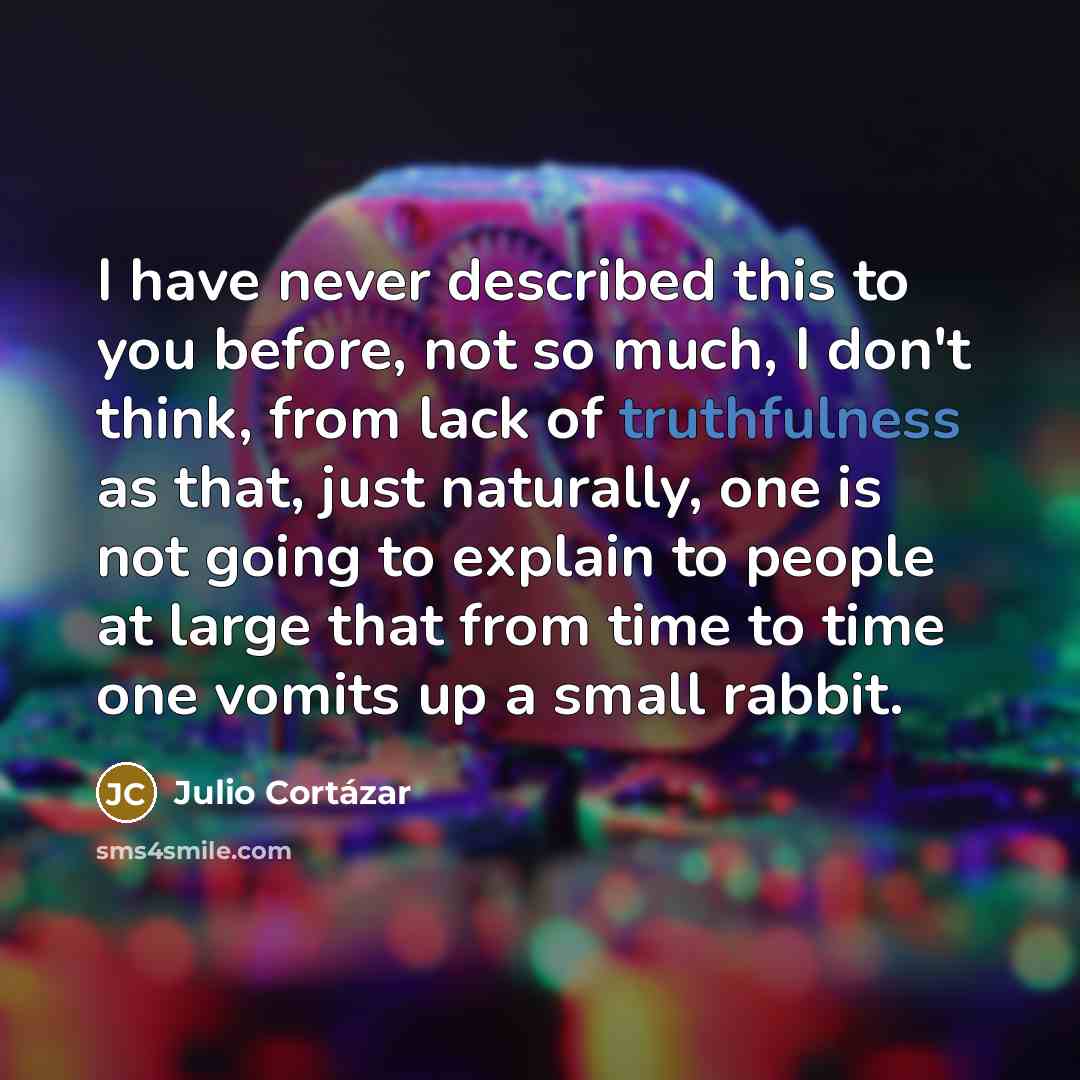 “I have never described this to you before, not so…” quote by Julio Cortazar